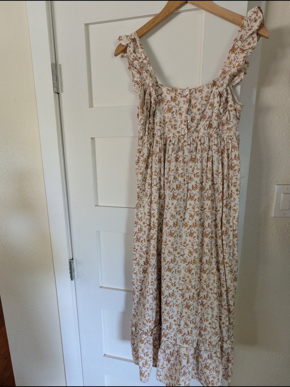 Noralee Cream Floral Maxi Dress with Ruffle Straps